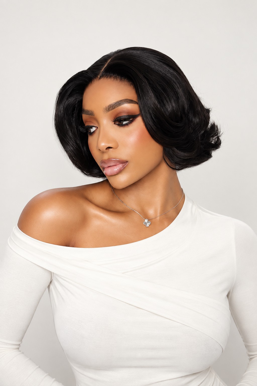 Temporary product photo of a wavy black bob